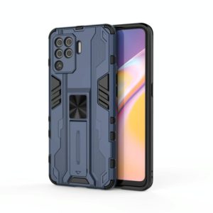 For OPPO A94 Supersonic PC + TPU Shock-proof Protective Case with Holder(Dark Blue) (OEM)