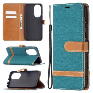 For Huawei P50 Color Matching Denim Texture Horizontal Flip Leather Case with Holder & Card Slots & Wallet & Lanyard(Green) (OEM)
