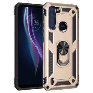For Motorola Moto One Fusion Shockproof TPU + PC Protective Case with 360 Degree Rotating Holder(Gold) (OEM)