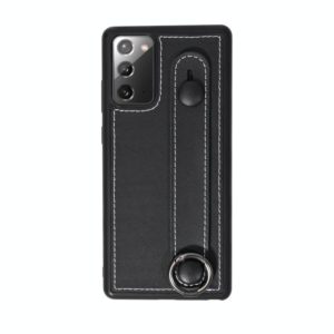 For Samsung Galaxy S20 Plus Top Layer Cowhide Shockproof Protective Case with Wrist Strap Bracket(Black) (OEM)