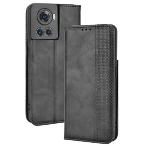 For OnePlus Ace 5G / 10R Magnetic Buckle Retro Texture Leather Phone Case(Black) (OEM)
