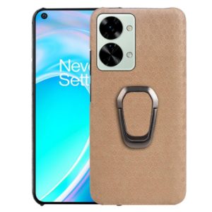 For OnePlus Nord 2T 5G Ring Holder Honeycomb PU Phone Case(Coffee) (OEM)
