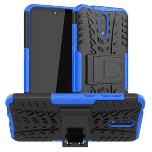 For Nokia 2.3 Tire Texture Shockproof TPU+PC Protective Case with Holder(Blue) (OEM)
