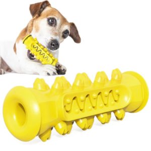 Dog Molar Stick Sound Bite Leakage Dog Toothbrush(Yellow) (OEM)