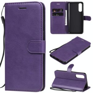 For Oppo Reno3 Pro 4G Solid Color Horizontal Flip Protective Leather Case with Holder & Card Slots & Wallet & Photo Frame & Lanyard(Purple) (OEM)