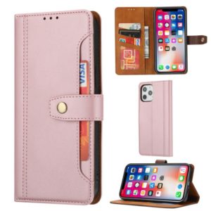 For iPhone 12 / 12 Pro Calf Texture Double Fold Clasp Horizontal Flip Leather Case with Photo Frame & Holder & Card Slots & Wallet(Rose Gold) (OEM)