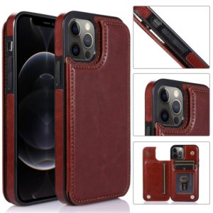 For iPhone 12 Pro Max Shockproof PU + TPU Leather Case with Card Slots & Holder & Photo Frame & Wallet(Brown) (OEM)