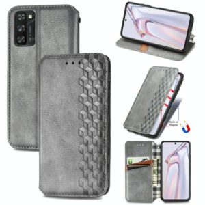 For Blackview A100 Cubic Grid Pressed Horizontal Flip Magnetic PU Leather Case with Holder & Card Slots & Wallet(Grey) (OEM)