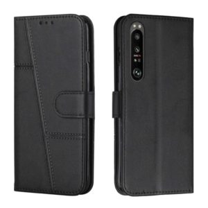 For Sony Xperia 1 III Stitching Calf Texture Buckle Leather Phone Case(Black) (OEM)