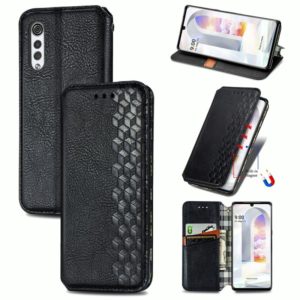For LG Velvet 5G Cubic Grid Pressed Horizontal Flip Magnetic PU Leather Case with Holder & Card Slots & Wallet(Black) (OEM)