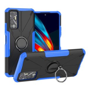 For Tecno Pova 2 Armor Bear Shockproof PC + TPU Phone Protective Case with Ring Holder(Blue) (OEM)
