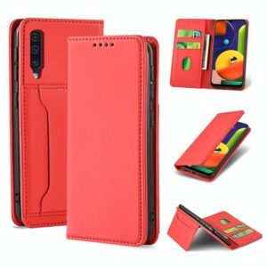 For Samsung Galaxy A50s Strong Magnetism Liquid Feel Horizontal Flip Leather Case with Holder & Card Slots & Wallet(Red) (OEM)