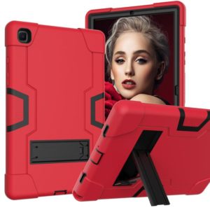 For Samsung Galaxy Tab A7 10.4 (2020) T500 Contrast Color Robot Shockproof Silicon + PC Protective Case with Holder(Red + Black) (OEM)