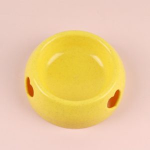 Dog Bowls Plastic Love Single Bowl Pet Bowl Cat Food Bowl Small(Yellow) (OEM)