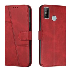 For Tecno Spark Go 2020 / Spark 6 Go Stitching Calf Texture Buckle Leather Phone Case(Red) (OEM)