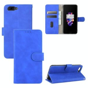 For OnePlus 5 Solid Color Skin Feel Magnetic Buckle Horizontal Flip Calf Texture PU Leather Case with Holder & Card Slots & Wallet(Blue) (OEM)