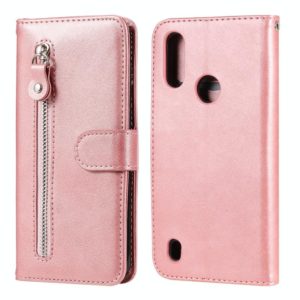 For Motorola Moto E6s (2020) Fashion Calf Texture Zipper Horizontal Flip Leather Case with Holder & Card Slots & Wallet Function(Rose Gold) (OEM)