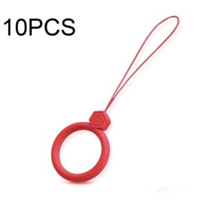 10 PCS Silicone Ring Mobile Phone Lanyard Water Bottle Anti-fall Pendant(Tea Red) (OEM)