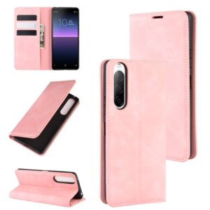 For Sony Xperia 10 II Retro-skin Business Magnetic Suction Leather Case with Holder & Card Slots & Wallet(Pink) (OEM)
