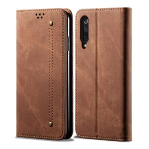 For Xiaomi Mi 9 Pro Denim Texture Casual Style Horizontal Flip Leather Case with Holder & Card Slots & Wallet(Brown) (OEM)