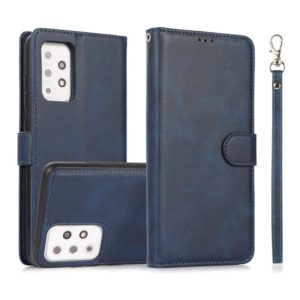 For Samsung Galaxy A72 5G / 4G Calf Texture 2 in 1 Detachable Magnetic Back Cover Horizontal Flip Leather Case with Holder & Card Slots & Wallet & Photo Frame(Blue) (OEM)