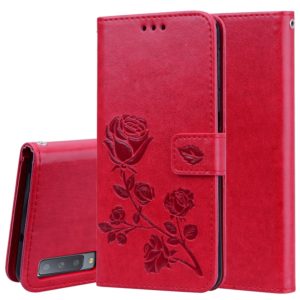 Rose Embossed Horizontal Flip PU Leather Case for Samsung Galaxy A7 (2018) , with Holder & Card Slots & Wallet (Red) (OEM)