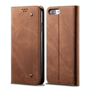 For iPhone 7 Plus / 8 Plus Denim Texture Casual Style Horizontal Flip Leather Case with Holder & Card Slots & Wallet(Brown) (OEM)