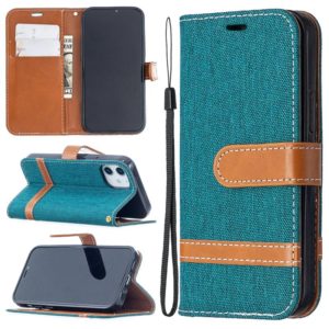 For iPhone 12 mini Color Matching Denim Texture Horizontal Flip Leather Case with Holder & Card Slots & Wallet & Lanyard(Green) (OEM)