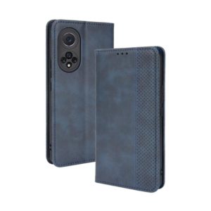 For Huawei nova 9 Magnetic Buckle Retro Crazy Horse Texture Horizontal Flip Phone Leather Case with Holder & Card Slots & Photo Frame(Blue) (OEM)