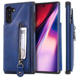 For Galaxy Note 10 Solid Color Double Buckle Zipper Shockproof Protective Case(Blue) (OEM)