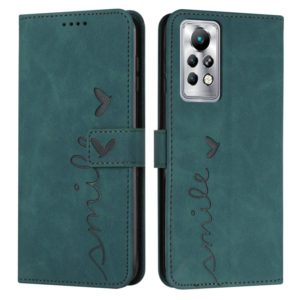 For Infinix Note 11 Pro Skin Feel Heart Pattern Leather Phone Case(Green) (OEM)