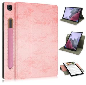 For Samsung Galaxy Tab A7 Lite 8.7 2021 T220 / T225 Solid Color 360 Degrees Rotation Tablet Leather Case with Holder(Pink) (OEM)