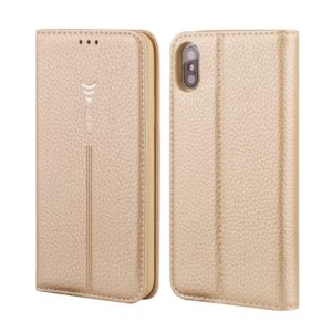 For iPhone XR GEBEI PU+TPU Horizontal Flip Protective Case with Holder & Card Slots(Gold) (GEBEI) (OEM)