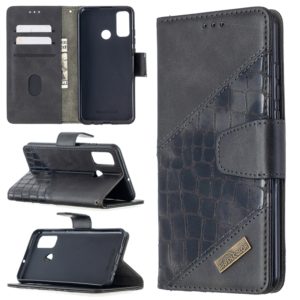 For Huawei P smart 2020 Matching Color Crocodile Texture Horizontal Flip PU Leather Case with Holder & Card Slots & Wallet(Black) (OEM)