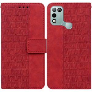 For Infinix Hot 10 Play / Smart 5 India Geometric Embossed Leather Phone Case(Red) (OEM)