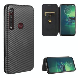 For Motorola Moto G8 Plus Carbon Fiber Texture Horizontal Flip TPU + PC + PU Leather Case with Rope & Card Slot(Black) (OEM)