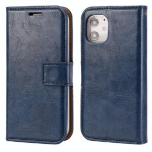 For iPhone 12 mini Crazy Horse Texture Detachable Magnetic Back Cover Horizontal Flip Leather Case with Holder & Card Slots & Photo Frame & Wallet (Blue) (OEM)