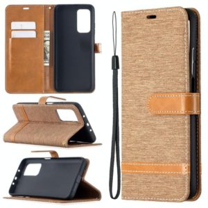 For Xiaomi Mi 10T / 10 Pro 5G Color Matching Denim Texture Leather Case with Holder & Card Slots & Wallet & Lanyard(Brown) (OEM)