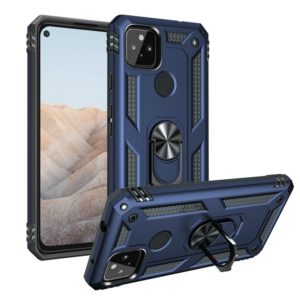 For Google Pixel 5a 5G Shockproof TPU + PC Protective Case with 360 Degree Rotating Holder(Blue) (OEM)