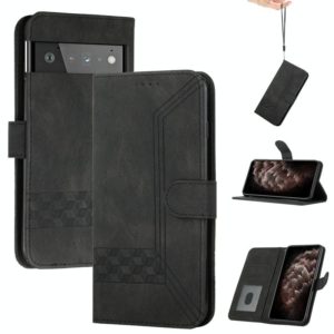 For Google Pixel 6 Cubic Skin Feel Flip Leather Phone Case(Black) (OEM)