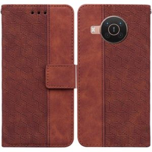 For Nokia X10 / X20 Geometric Embossed Leather Phone Case(Brown) (OEM)