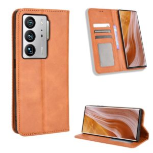 For ZTE Axon 40 Ultra Magnetic Buckle Retro Texture Leather Phone Case(Brown) (OEM)