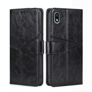 For Sony Xperia Ace III Geometric Stitching Horizontal Flip TPU + PU Leather Phone Case(Black) (OEM)