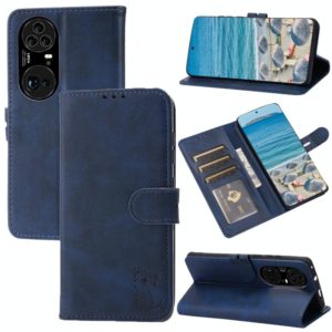 For Huawei P50 Pro Embossed Happy Cat Pattern Horizontal Flip Leather Case with Holder & Card Slots & Wallet(Blue) (OEM)