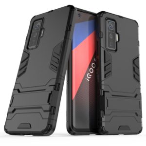 For Vivo iQOO 5 Pro 5G PC + TPU Shockproof Protective Case with Invisible Holder(Black) (OEM)