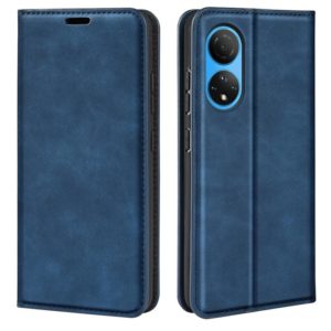 For Honor X7 Retro-skin Magnetic Suction Leather Phone Case(Dark Blue) (OEM)