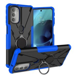 For Motorola Moto G51 5G Armor Bear Shockproof PC + TPU Phone Protective Case with Ring Holder(Blue) (OEM)