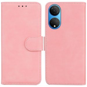 For Honor X7 Skin Feel Pure Color Flip Leather Phone Case(Pink) (OEM)