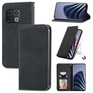 For OnePlus 10 Pro Retro Skin Feel Magnetic Horizontal Flip Leather Phone Case(Black) (OEM)