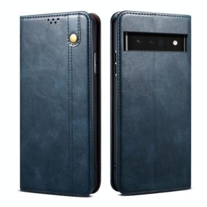 For Google Pixel 7 5G Oil Wax Crazy Horse Texture Leather Phone Case(Blue) (OEM)